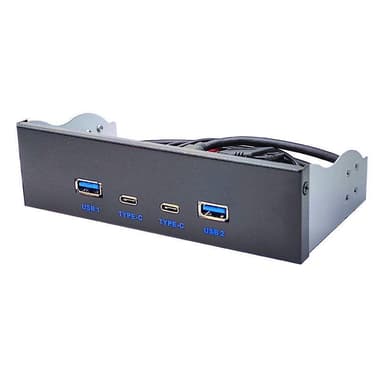 NÖRDIC 5,25"" HDD frontpanel 2xUSB-C 5Gbps 2xUSB3.0 20pin-kontakt