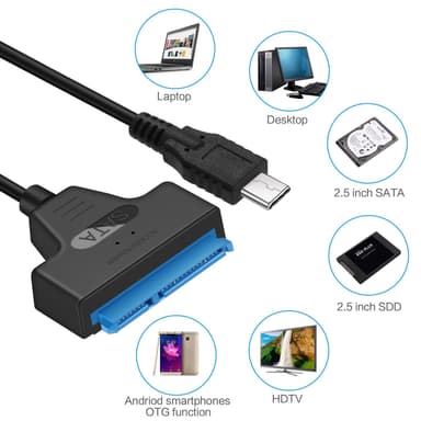NÖRDIC USB-C til SATA-adapter 2,5 SATA III HDD 5 Gbps