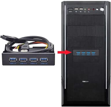 NÖRDIC 3,5"" Floppy frontpanel 4xUSB3.0 5Gbps 20pin-kontakt
