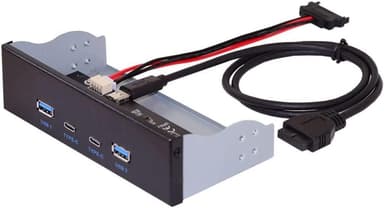 NÖRDIC 5,25"" HDD frontpanel 2xUSB-C 5Gbps 2xUSB3.0 20pin-kontakt
