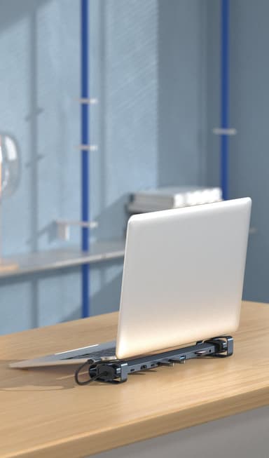 NÖRDIC 1 til 10 USB-C-dokkingstasjon 1xHDMI 4K30Hz 1xUSB-C PD100W 3xUSB-A 5G 1xLAN 10/100 1xAudio 1xTF 1xMicroSD Thunderbolt 3 & 4