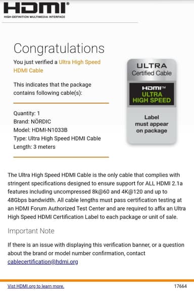 NORDIC-SERTIFISERT KABLER 3m Ultra High Speed ​​​​HDMI 2.1 8K 60Hz 4K 120Hz 48Gbps Dynamic HDR eARC VRR Nylonflettet kabel gullbelagt