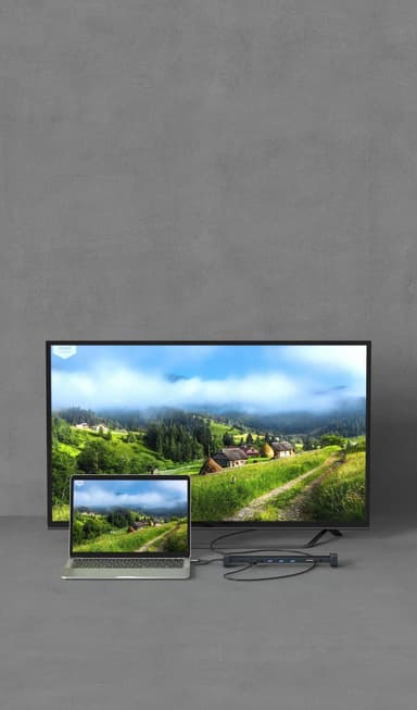NÖRDIC 1 til 10 USB-C-dokkingstasjon 1xHDMI 4K30Hz 1xUSB-C PD100W 3xUSB-A 5G 1xLAN 10/100 1xAudio 1xTF 1xMicroSD Thunderbolt 3 & 4