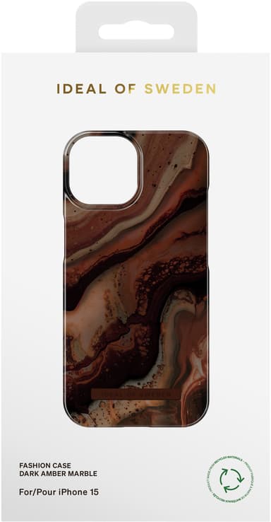 iDeal of Sweden Fashion deksel til iPhone 15 (Dark Amber Marble)