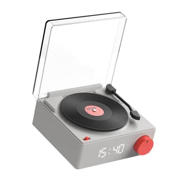 MOBILITY ON BOARD Høyttalervekkerklokke Vinyl Retro Grå