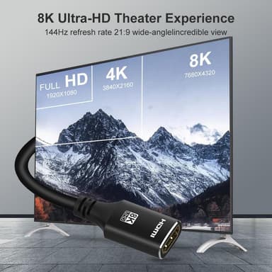 NÖRDIC HDMI skjøtekabel 1m 8K60Hz 4K144 HDMI 2.1 48Gbps Ultra High Speed ​​​​HDMI