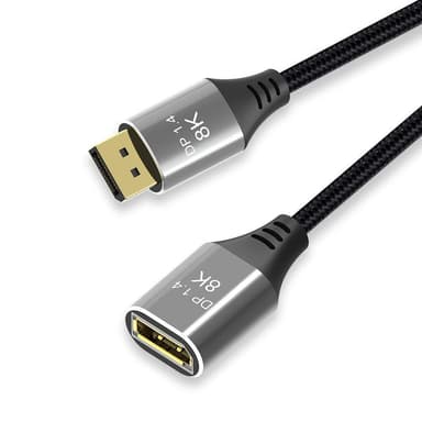 NÖRDIC 1,5 m Displayport 1,4 skjøtekabel UHD 8K60Hz 4K144Hz 32,4Gbps 10-bit HDR