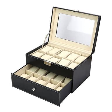 Displayboks for 20 klokker Svart