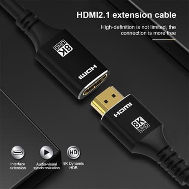 NÖRDIC HDMI skjøtekabel 1m 8K60Hz 4K144 HDMI 2.1 48Gbps Ultra High Speed ​​​​HDMI
