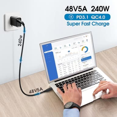 USB-IF-sertifisert 2m USB-C 2.0 240W Hurtiglading 480Mbps