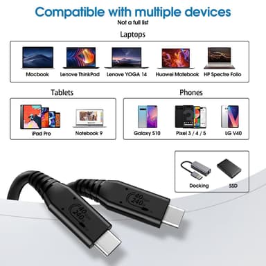 USB-IF-sertifisert 2m USB-C 2.0 240W Hurtiglading 480Mbps
