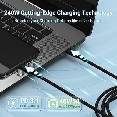 USB-IF-sertifisert 2m USB-C 2.0 240W Hurtiglading 480Mbps