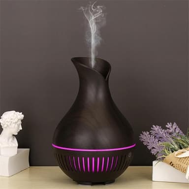 Luftfuktare/Aroma Diffuser med 7 LED och timer, Mörkt trä