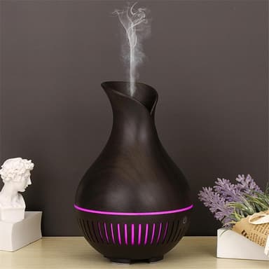 Luftfuktare/Aroma Diffuser med 7 LED och timer, Mörkt trä