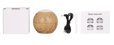 Luftfukter/Aroma Diffuser med 7 LED og timer, Lyst tre
