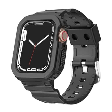 Klokkebånd med Watch Case TPU Sort 44 / 45 mm Apple Watch 5 / 6 / 7