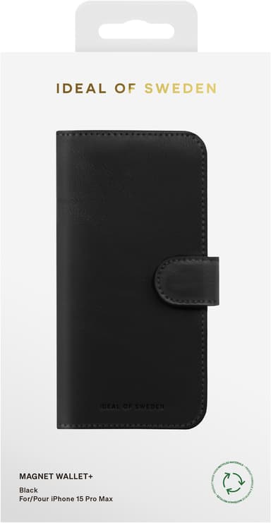 Ideal of Sweden Magnet Wallet+ iPhone 15 Pro lommebokdeksel (sort)