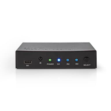 Nedis HDMI ™ Switch | 3-Port port(s) | 1x USB-C™ / 2x HDMI™ Inngang | 1x HDMI ™ -utgang | 4K@60Hz | 18.0 Gbps | Metall | Antrasitt