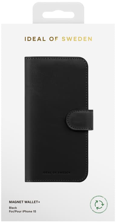 Ideal of Sweden Magnet Wallet+ iPhone 15 lommebokdeksel (sort)