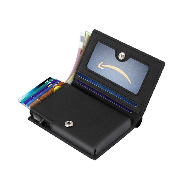 Lommebok / kortholder av ekte skinn med RFID-beskyttelse Sort