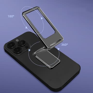 INF Sammenleggbart magnetisk telefonringholderstativ Sort