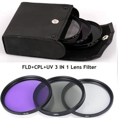 3-delers objektivfiltersett UV CPL FLD 3-i-1 filterobjektiv for DSLR-kamera Sort 62 mm