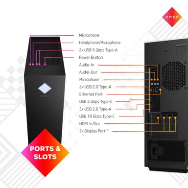 HP Omen 25L i7-13/16/1000/4060Ti stasjonær gaming-PC