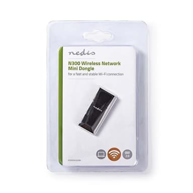 Nedis Network Dongle | Wi-Fi | N300 | 2.4 GHz | USB2.0 | Wi-Fi hastighet totalt: 300 Mbps | Windows 7 / Windows 8