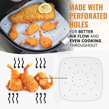 Air Fryer engangspapir firkantet 18 cm 100-pak Hvit
