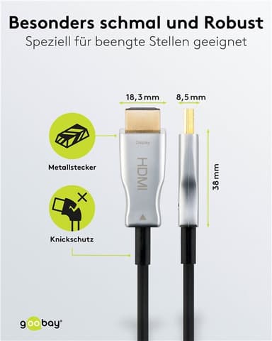 Goobay Høyhastighets hybrid optisk HDMI™-kabel med Ethernet (AOC)