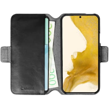 Skinntelefonlommebok Galaxy S22 Svart
