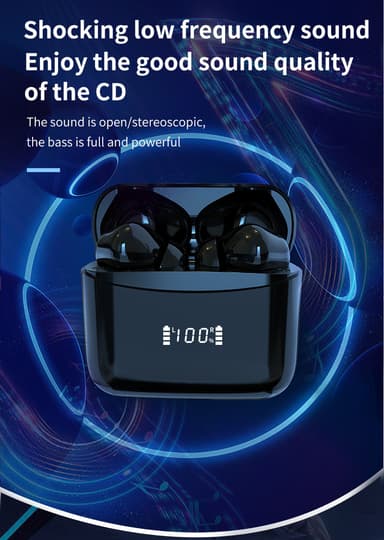 Trådløse ørepropper ENC støyreduksjon Bluetooth 5.2 IPX5 Sort
