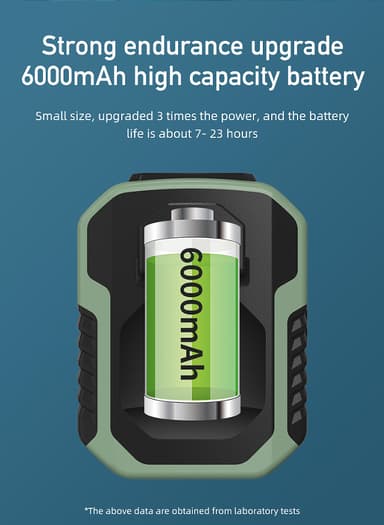 Bærbar vifte med midjeklemme 6000 mAh Grønn