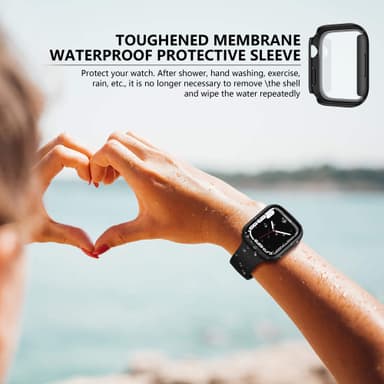 Vanntett etui bygget i herdet glass Sort Apple Watch 7 45 mm/8 45 mm