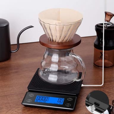 Digital kaffevekt med timer USB-drevet 5kg / 0,1g Sort