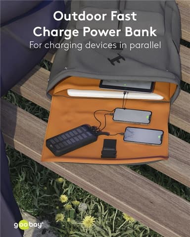 Goobay Utendørs hurtiglading Powerbank med solceller 20 000 mAh (USB-C™ PD, QC 3.0)
