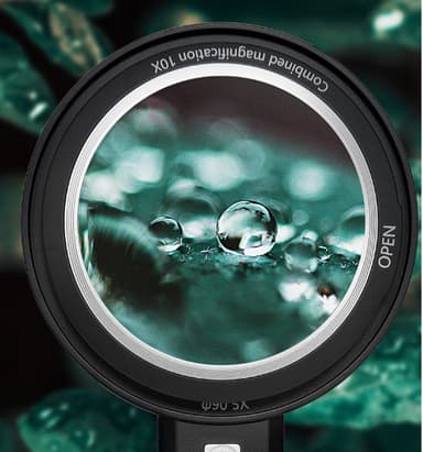 Forstørrelsesglass 8X/12X/20X med LED-lampe Sort
