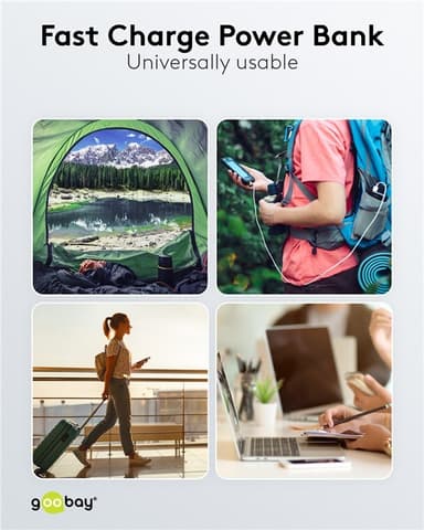 Goobay Hurtigladende Powerbank 20 000 mAh (USB-C™ PD, QC 3.0)