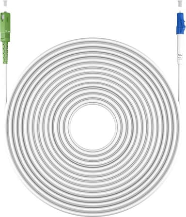 Fiberoptisk kabel (FTTH), Singlemode (OS2) Hvit, hvit (Simplex), 1 m