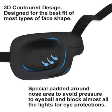 3D øyemaske for høyre øye med justerbar spenne Sort