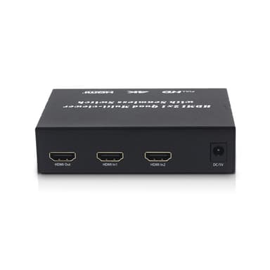INF HDMI Switch 2X1 Multi-viewer med sømløs bryter Sort