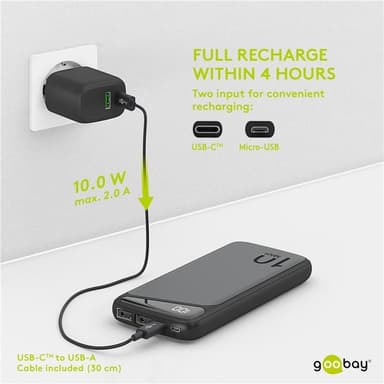 Goobay Powerbank Slimline 10 000 mAh