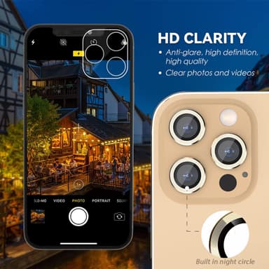 Linsedeksel iPhone 13 Pro / 13 Pro Max 3-pack Gold