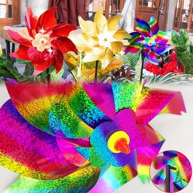 Reflekterande fågelavvisande pinwheels väderkvarnar - håll fåglar borta 2-pack Flerfarget