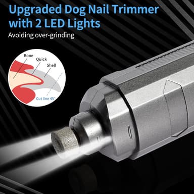 Elektrisk sällskapsdjursnageltrimmer för hund nagelslip 8000RPM lågbrus Grå