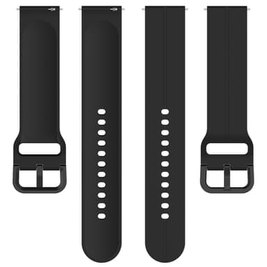Klokkereim silikon Sort 20 mm Samsung Galaxy Watch 5/5 Pro/4/4 Classic, Garmin Forerunner 158/55/245/645/Vivomove, Huawei Watch GT3/GT2 42mm, Huami Amazfit GTS