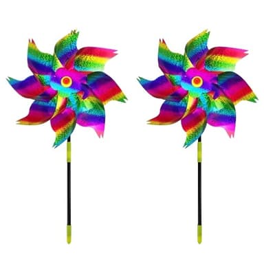 Reflekterande fågelavvisande pinwheels väderkvarnar - håll fåglar borta 2-pack Flerfarget