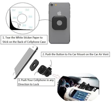 INF Bilholder / mobilholder med magnet Svart