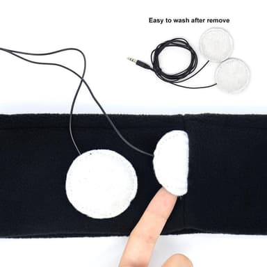 Pannebånd med hodetelefon innebygd - sort bomull / fleece