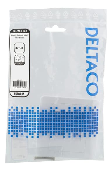 deltaco Flush mount for Keystone, 2 ports, dust hatch, white